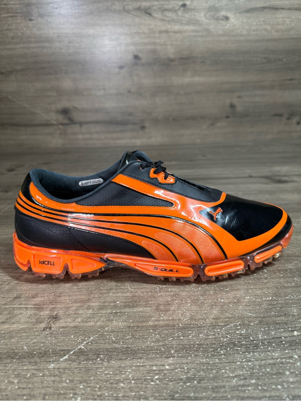 PUMA AMP Cell Fusion Golf Shoes Mens 12 Black Orange 186156 Rickie Fowler Spikes
